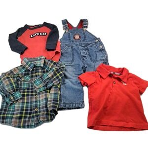 Lot of Baby Boy 12 Months Winter Clothing Fleece Lined Overalls Preppy Baby Gap